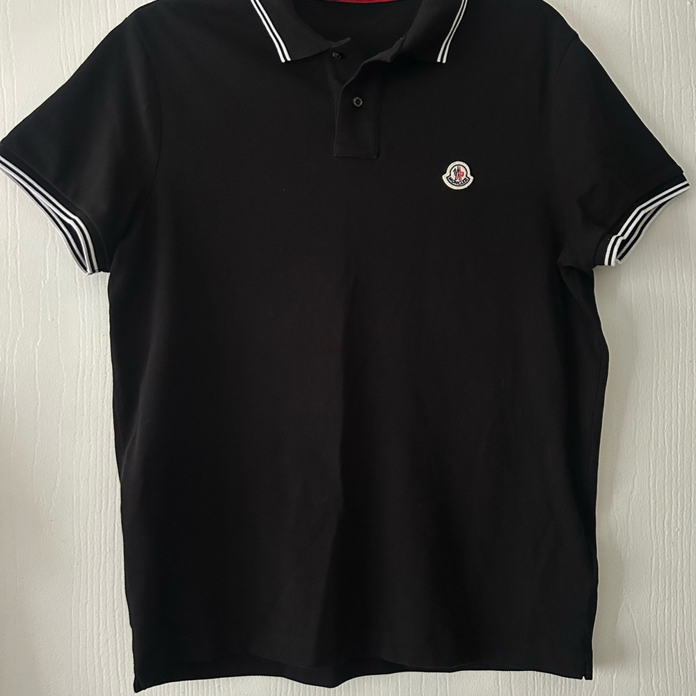Moncler Black Polo with White Accents